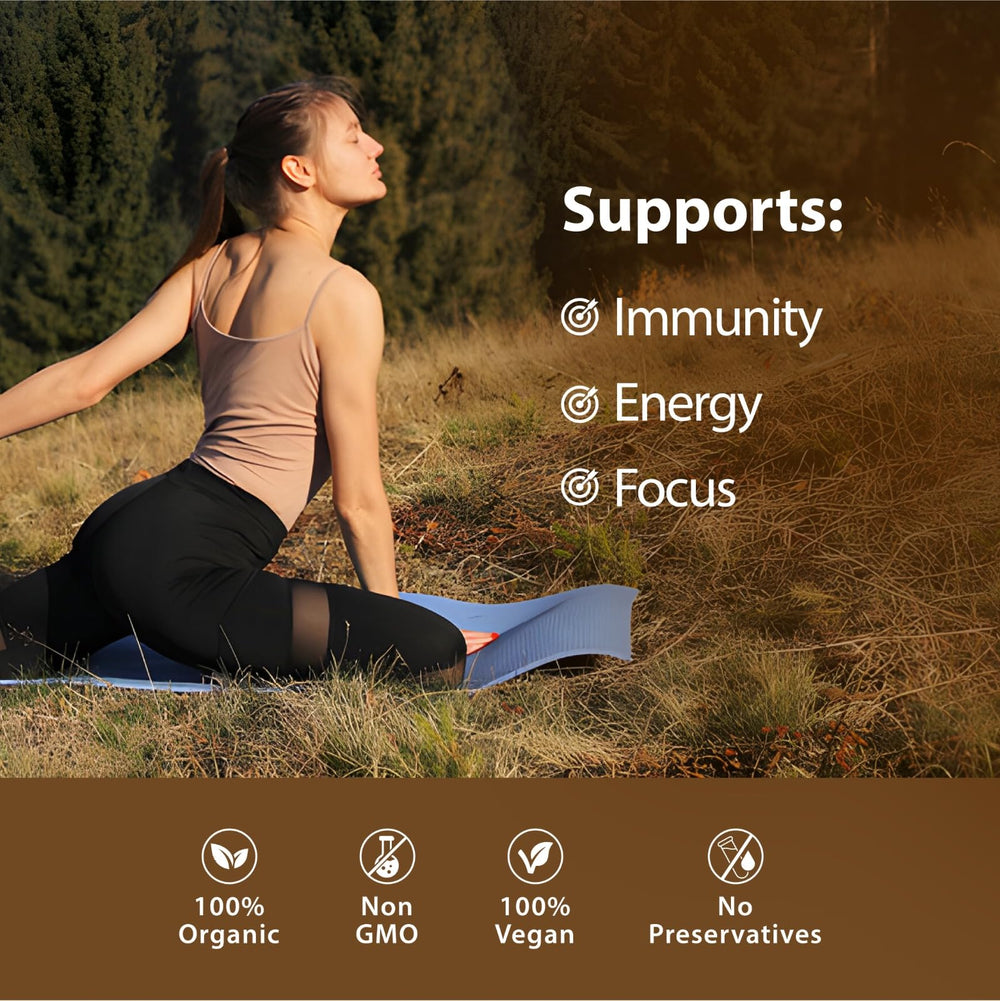 Yoga Aura Shilajit capsules in amber bottle for daily wellness.