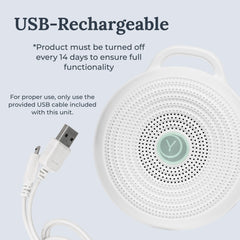 Yogasleep Rohm deep white noise option for steady masking in busy spaces.