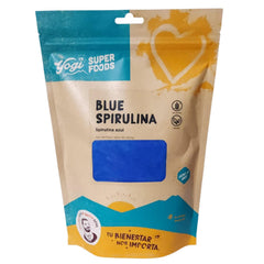 Yogi Super Foods blue spirulina powder in a jar for vibrant smoothies.