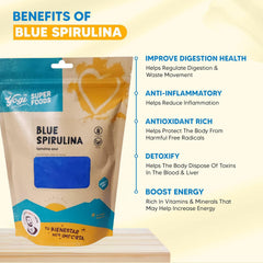 Smoothie with Yogi Super Foods blue spirulina powder for color and protein.