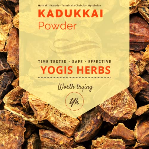 YOGIS HERBS Kadukkai powder 1lb container supports digestive balance and daily wellness.