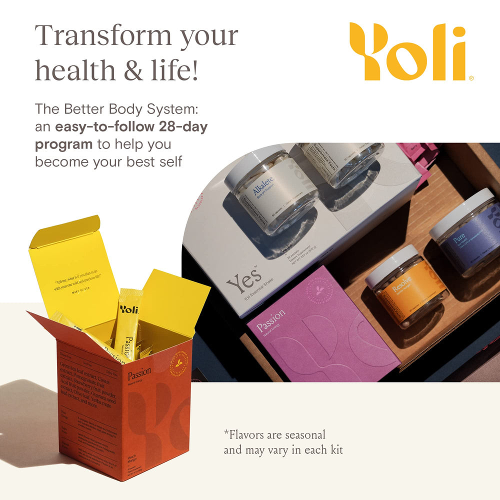 Yoli Better Body System guide outlining a 28-day plan for balance.