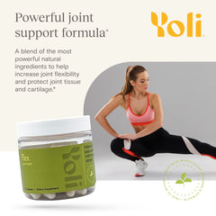 Yoli Flex capsules close-up highlighting glucosamine and chondroitin.