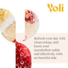 Glass of Yoli Passion ready to drink, showing peach mango flavor.