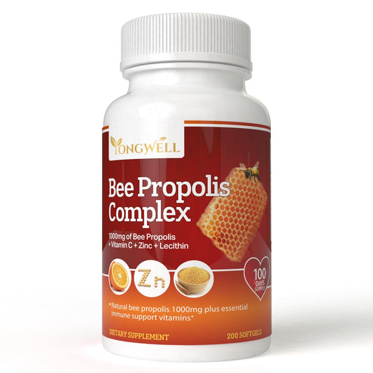 YongWell Super Bee Propolis Complex bottle front view, supporting daily wellness with propolis and vitamins.