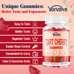 Yonrave Tart Cherry Gummies mixed berry flavor close-up highlighting tasty vegan format.
