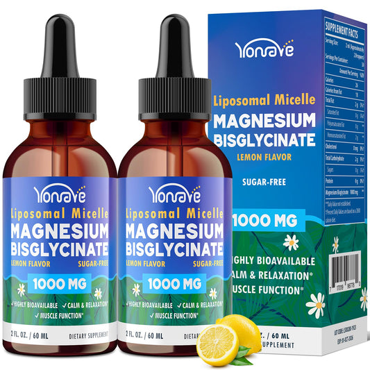 Yonrave Magnesium Bisglycinate liquid bottle with liposomal micelle for high absorption.