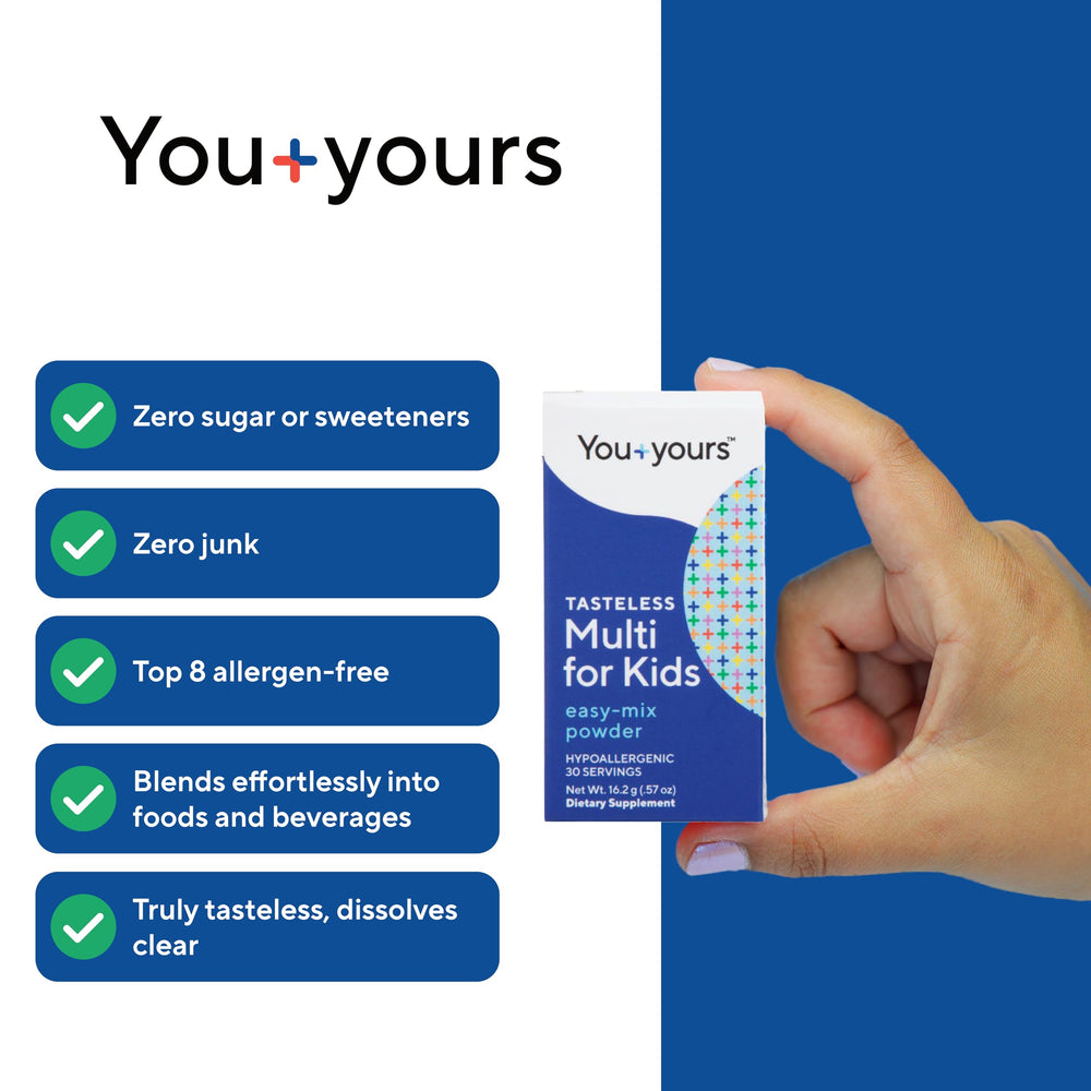 You-Yours tasteless multivitamin powder added to food without texture change