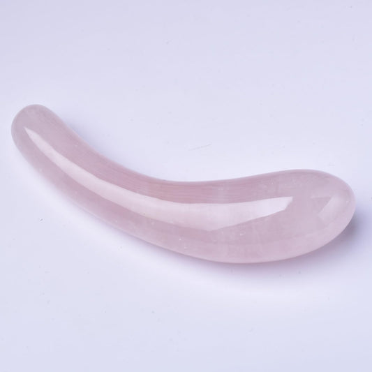 YOUNAIERZX rose quartz wand close-up, smooth surface for soothing facial massage.
