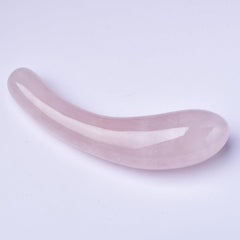 YOUNAIERZX rose quartz wand close-up, smooth surface for soothing facial massage.
