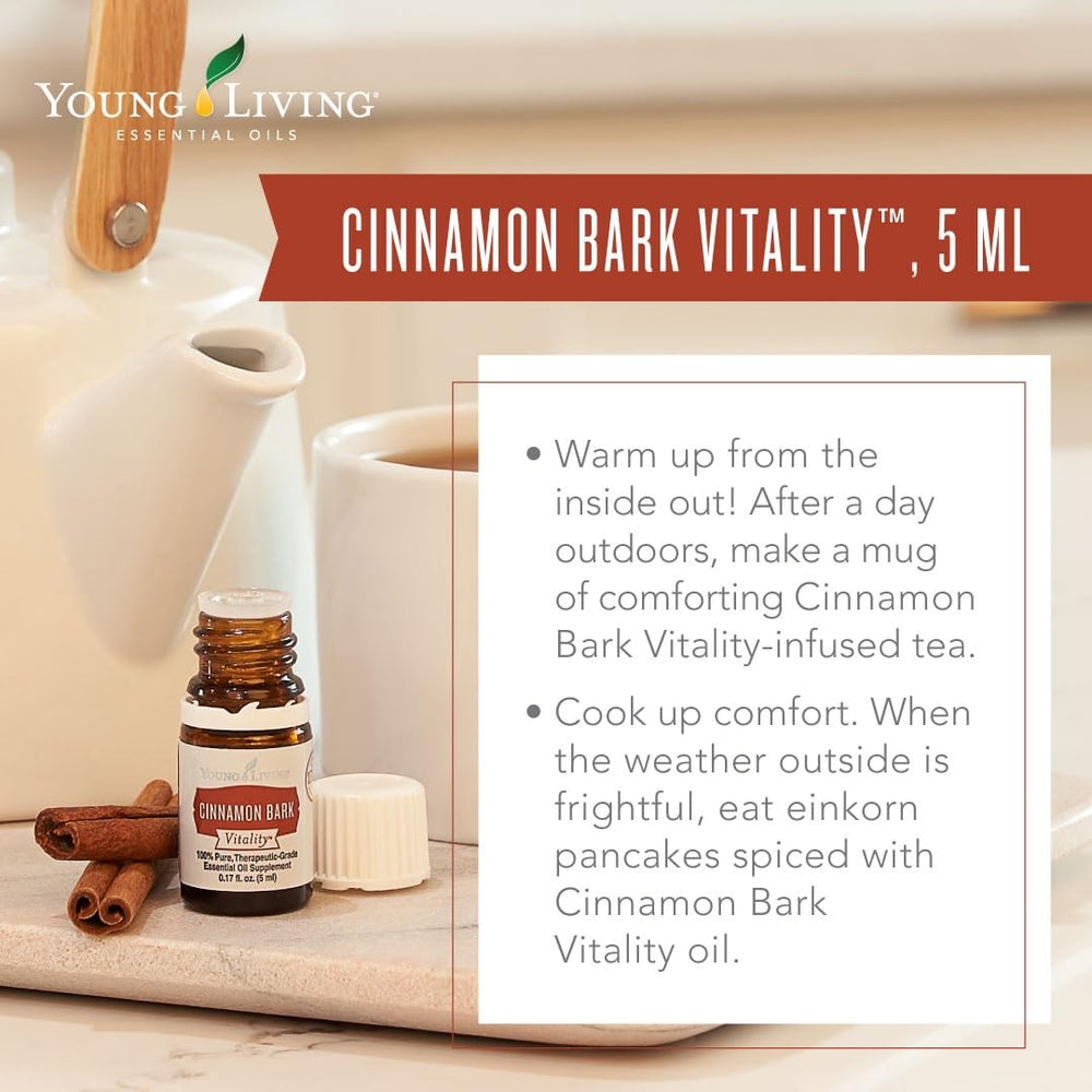 Drop from Cinnamon Bark Vitality bottle for precise culinary seasoning.