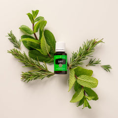 Young Living Clarity label close-up showing Basil, Rosemary, Peppermint.