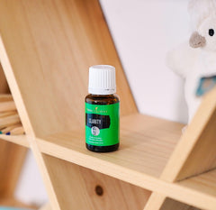 Young Living Clarity topical application on skin with carrier oil.