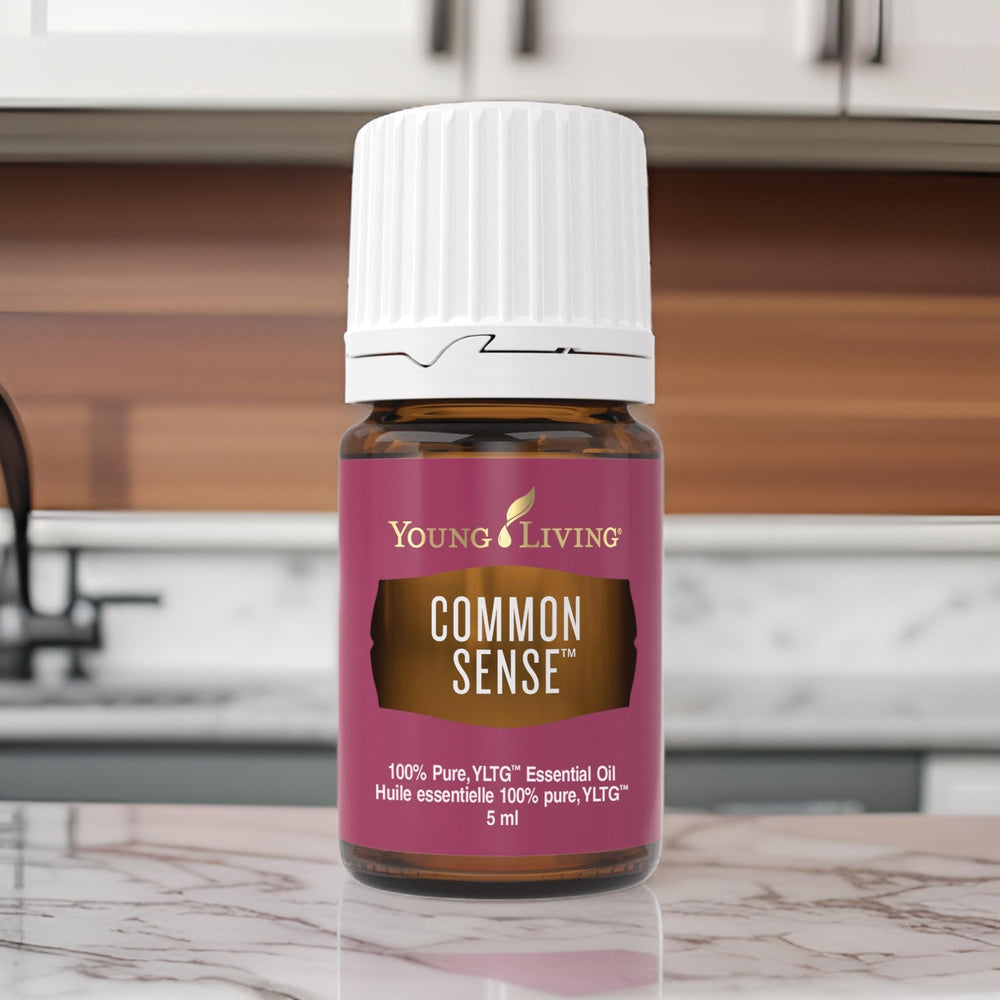Young Living Common Sense diffuser scene for meditation rituals with soft lighting