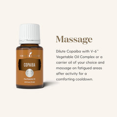 Young Living Copaiba Oil closeup pour highlights purity