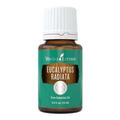 Young Living Eucalyptus Radiata bottle close-up for a refreshing aroma at home.