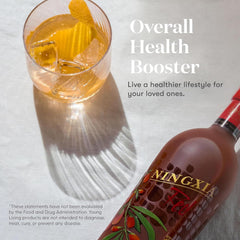 Pouring NingXia Red reveals a vibrant, berry-citrus refreshment for on-the-go use.