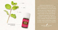 Spa-like bath moment with Young Living Patchouli oil for relaxation.