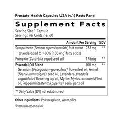 Young Living Prostate Health softgels label close-up for ingredient clarity.