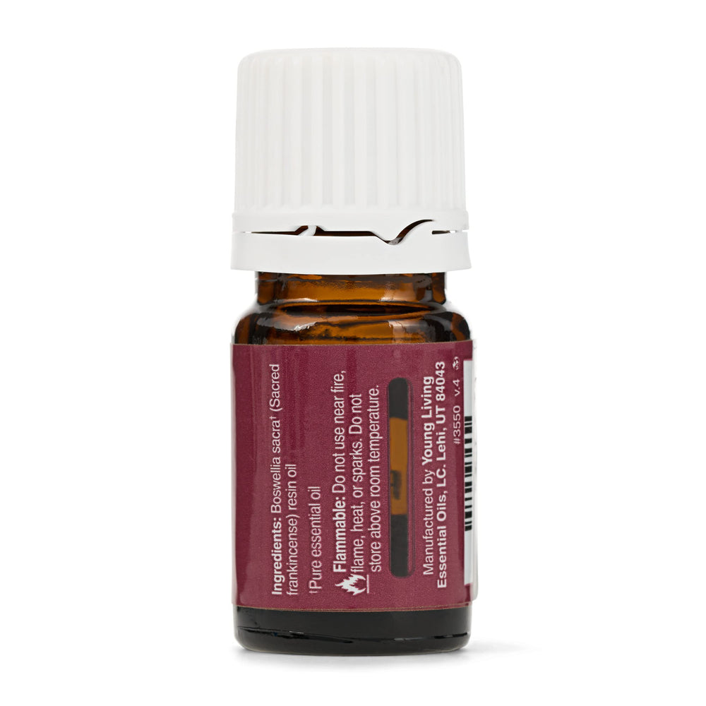 Young Living Sacred Frankincense packaging signals Seed to Seal quality and care.