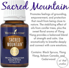 Young Living Sacred Mountain diffuser steam filling the space with tranquil aroma.