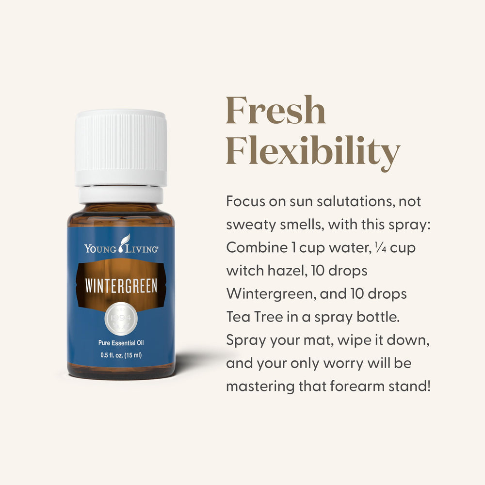 Young Living Wintergreen massage therapy scene highlights soothing, invigorating properties for at-home relaxation.