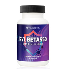 Youngevity RYL Beta550 bottle shown for daily immune support