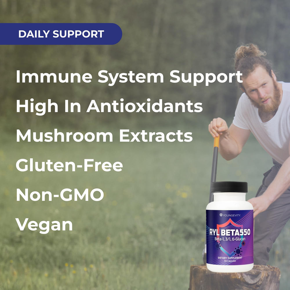 Organic mushroom extracts enrich the Beta550 blend for immune-supporting benefits