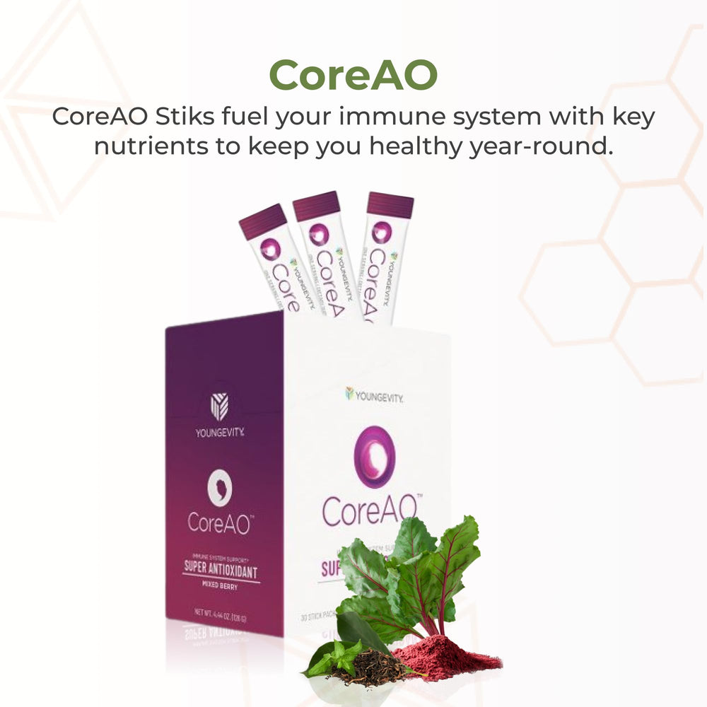 Youngevity CoreAO Stiks on the go stick for a portable antioxidant boost.
