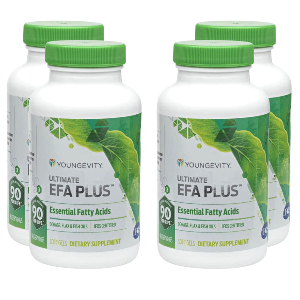 Youngevity EFA Plus 90-4 pack front view shows bottle and label for daily wellness