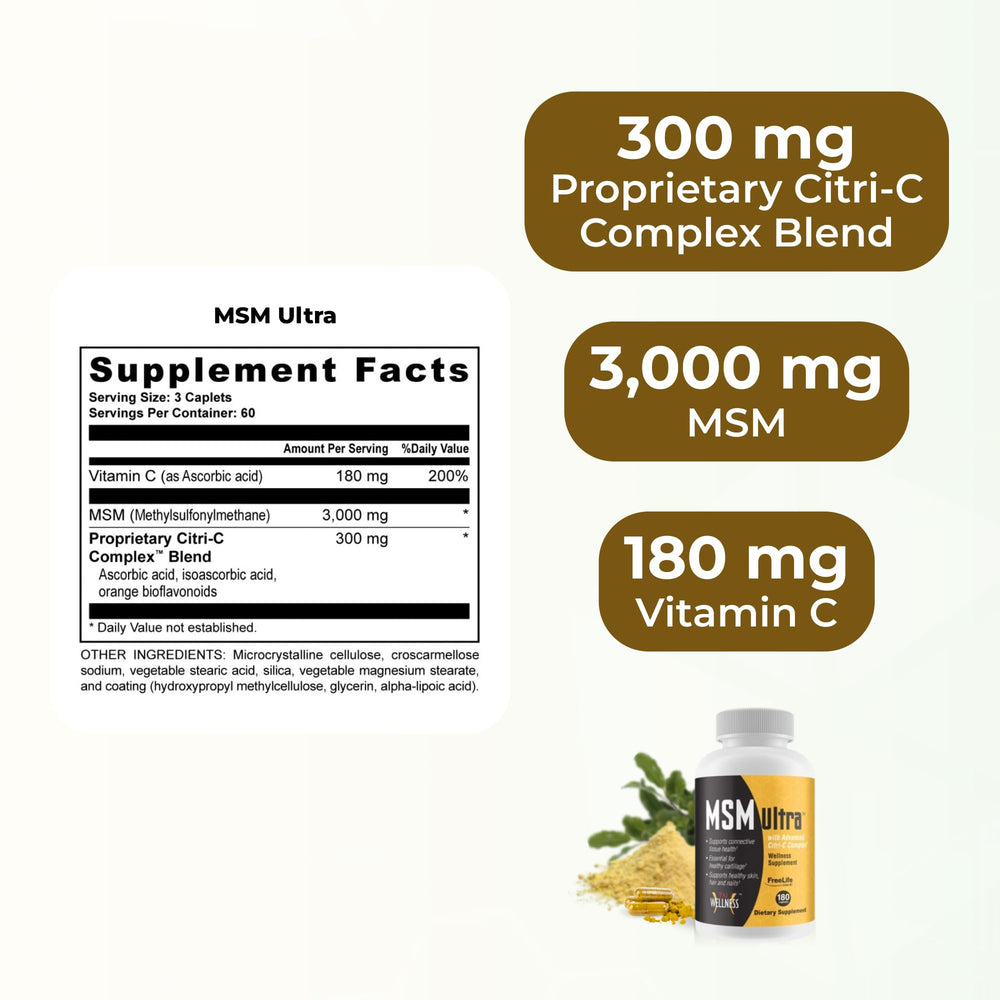 Youngevity Freelife MSM Ultra capsules close-up with easy-swallow design