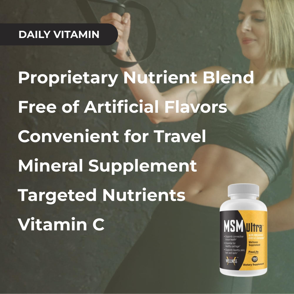 Youngevity Freelife MSM Ultra with Vitamin C blend highlighting collagen-related support