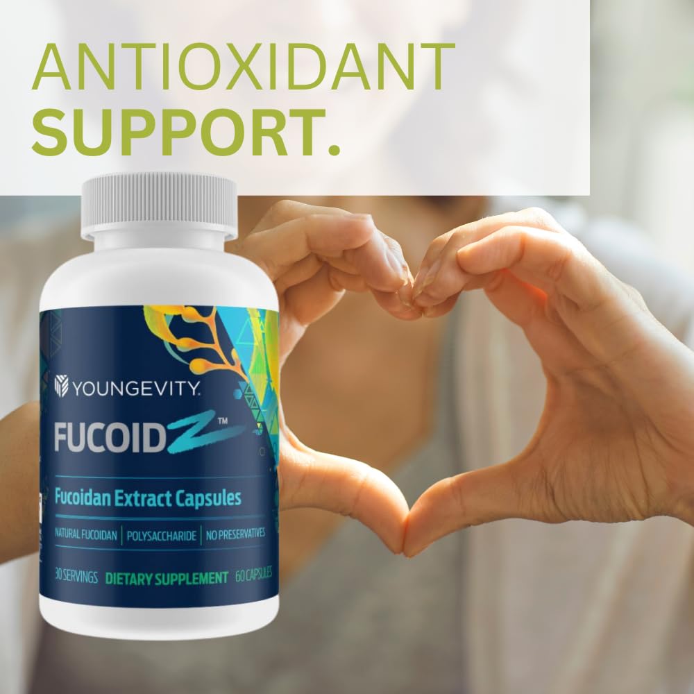Youngevity FucoidZ astragalus-root graphic conveys herbal support components.