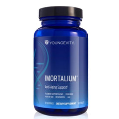 Youngevity Imortalium bottle closeup showing a premium wellness blend for daily vitality.