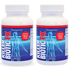 Youngevity Killer Biotic FX bottle supports daily immune resilience.
