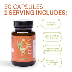 Youngevity Ocutiv organic whole-food blend visual suggests nutrient-rich eye care.
