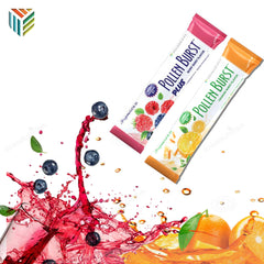 Youngevity Pollen Burst Combo glass pour reveals refreshing color