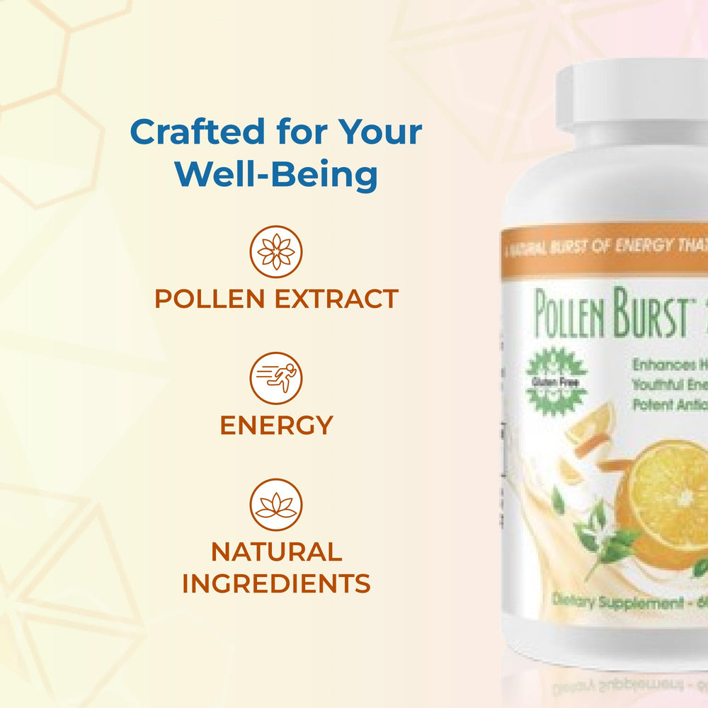Energy-boosting Pollen Burst Tabs depicted for everyday vitality.