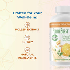 Energy-boosting Pollen Burst Tabs depicted for everyday vitality.