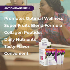 Youngevity SaXi Super Juice + glass with juice and vibrant color