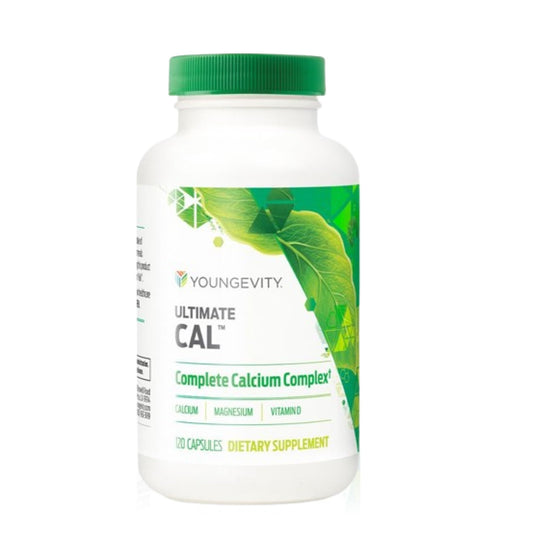 Youngevity Ultimate CAL bottle front view highlighting calcium support for bones
