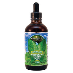 Youngevity Ultimate Colloidal Silver bottle with dropper showing micro-fine particles for immune support