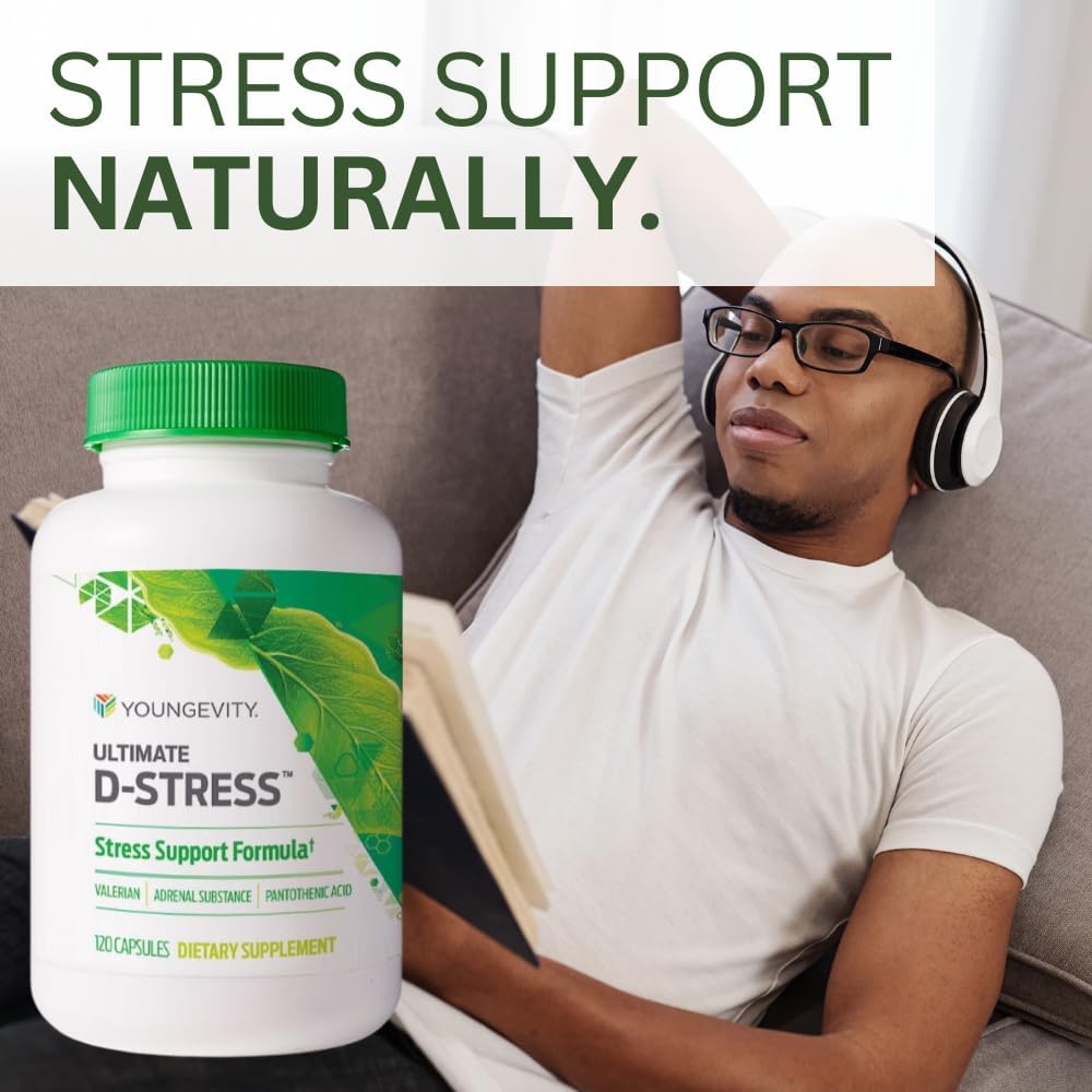 Youngevity Ultimate D-Stress ingredients label featuring magnesium and valerian root