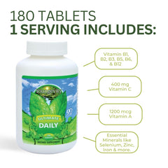 Youngevity Ultimate Daily Mega bottle side view with dosage guidance for easy use