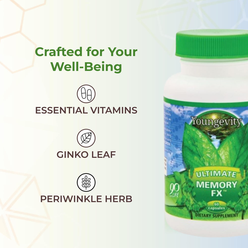 Youngevity Ultimate Memory FX visual emphasizing brain health and focus support