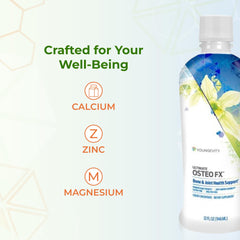 Glass with Osteo-Fx liquid shows simple, versatile daily dosing.