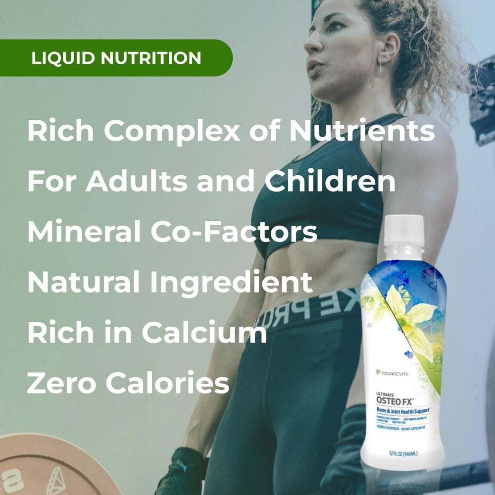 Osteo-Fx bottle with nutrition facts emphasizes high potency minerals.