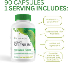 Youngevity Ultimate Selenium label close-up highlighting natural, unflavored formula