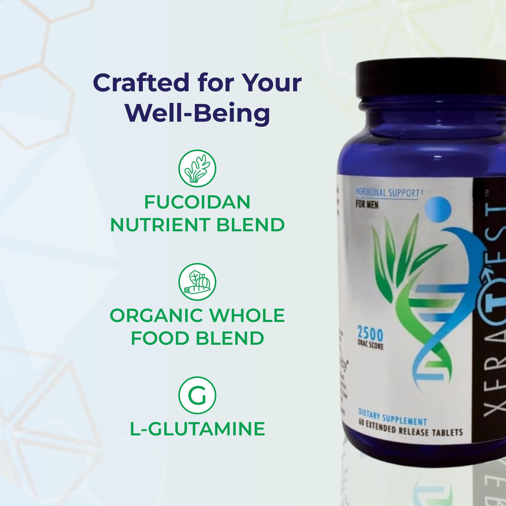 Korean ginseng root in XeraTest supporting energy and focus.