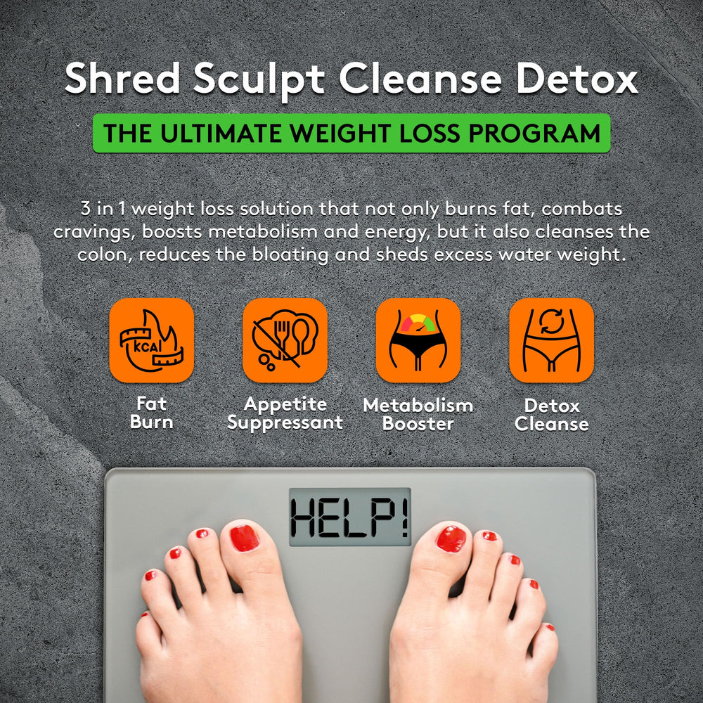Youth & Tonic Sculpt Shred pills close-up highlighting cravings relief and metabolism boost.
